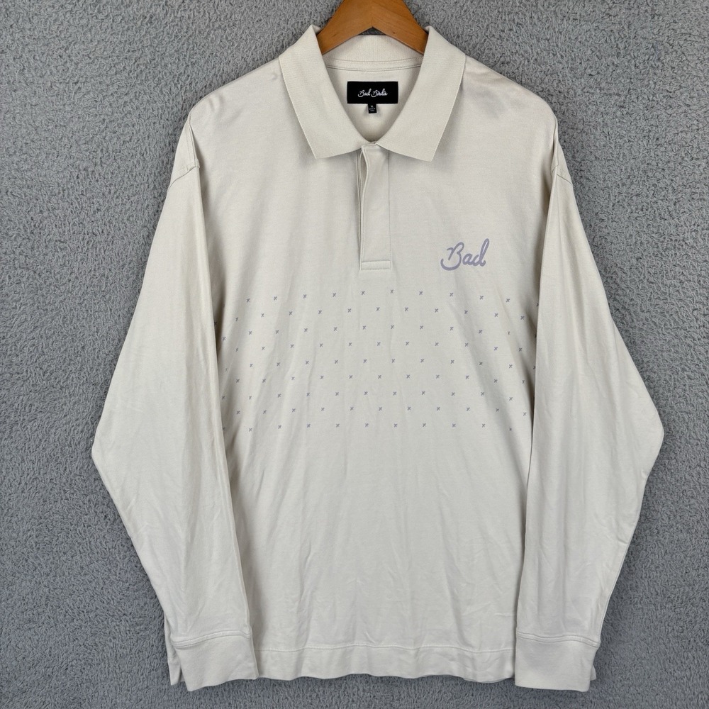 Bad Birdie Reflecting Pond Long Sleeve Polo Shirt Mens XL‎ Beige Golf